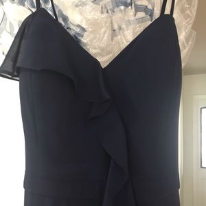 Maxi flowing navy ruffle dress